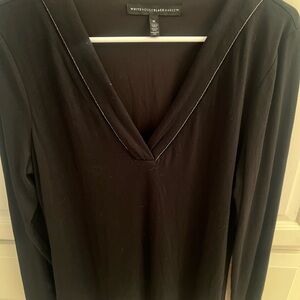 White House Black Market Black V-Neck Top